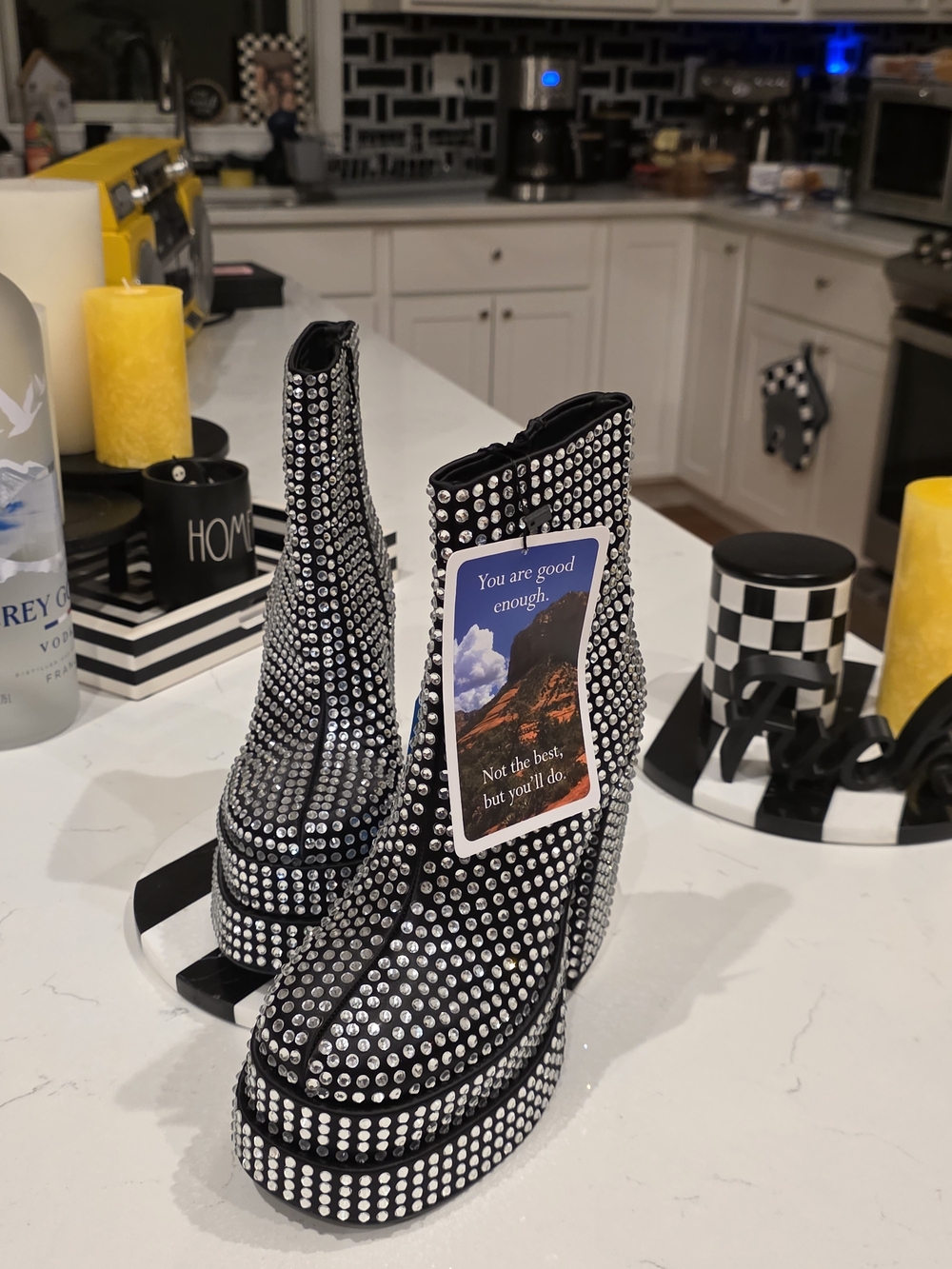 Steve Madden Black Rhinestone Platform Bootie - Picture 2 of 7